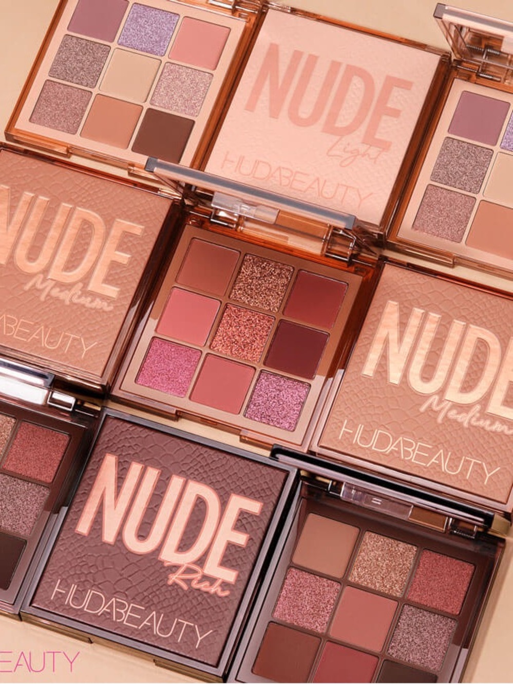 HUDA BEAUTY Nude Eyeshadow Palette Light & Medium Buddle - Pink & Brown Tones - Picture 5 of 8